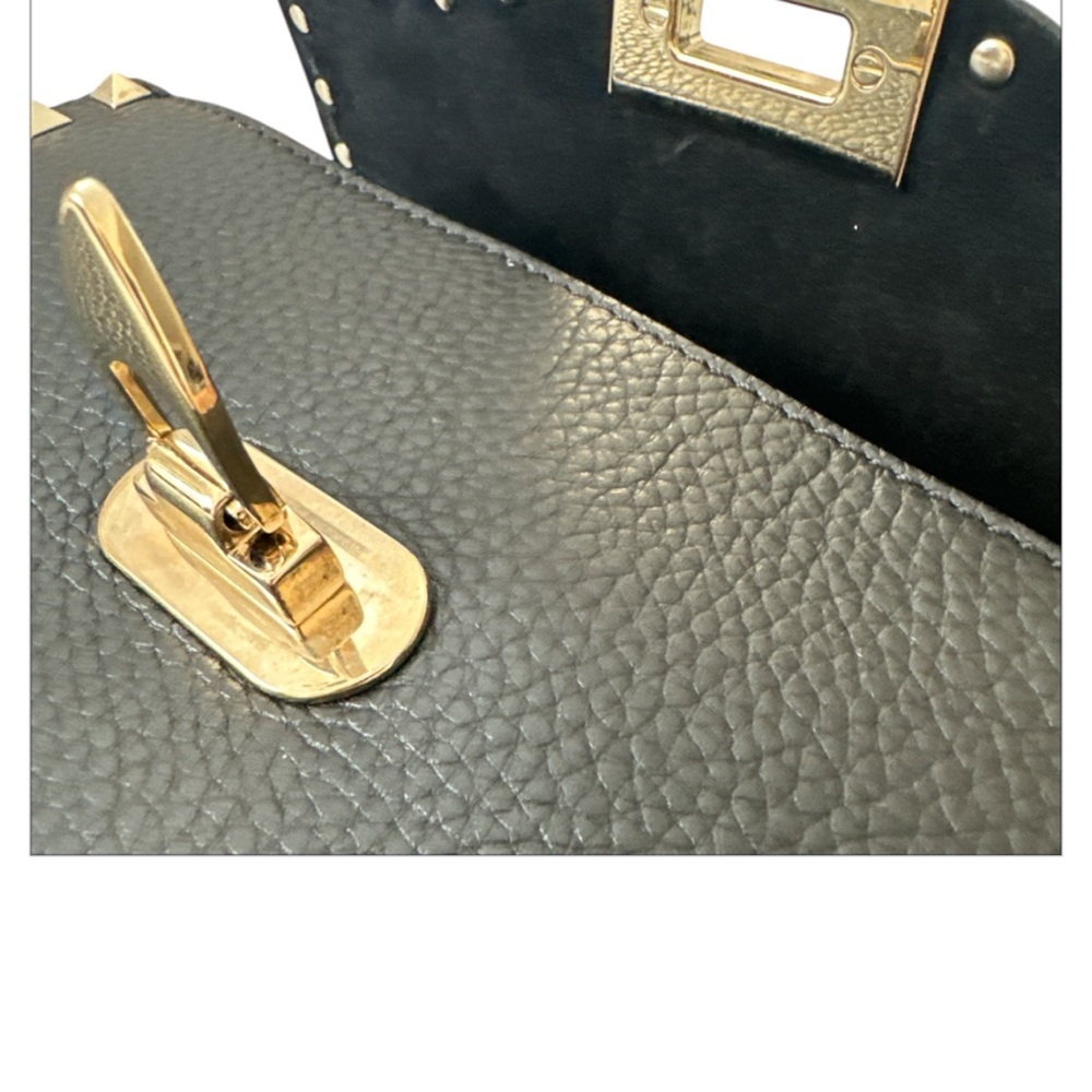 Valentino Garavani Black Leather Rockstud Crossbody Bag with Gold Hardware - Picture 7 of 13
